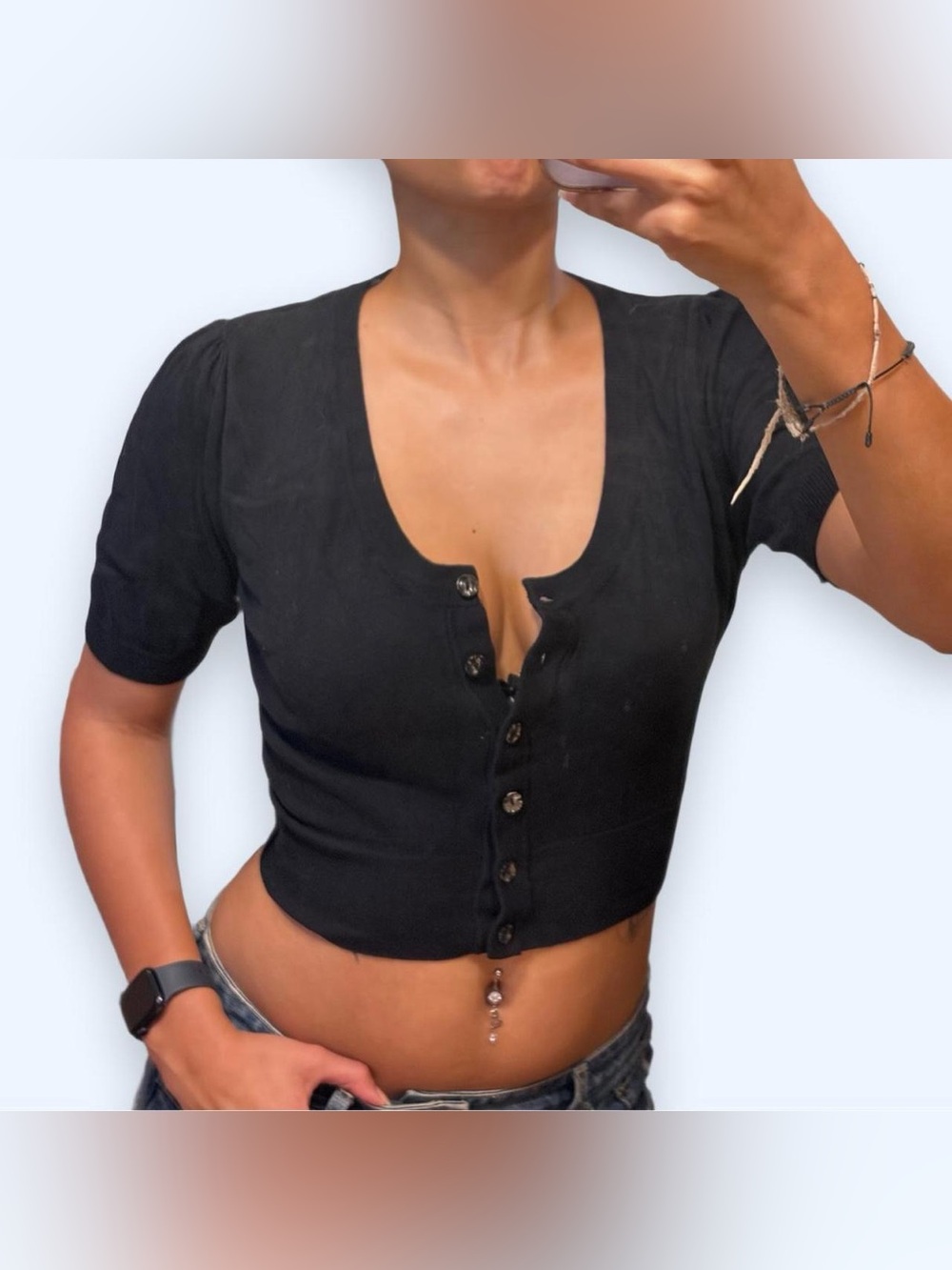 Y2K Black Crop Cardigan Top by Style & Co!